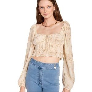 Emory Park Cream Patterned Blouse